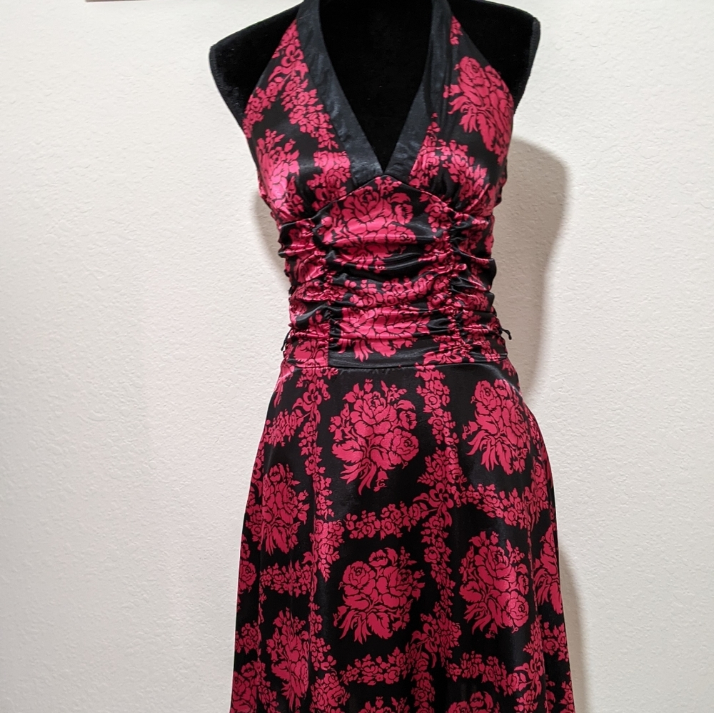 Red and black floral dress, size 3/4